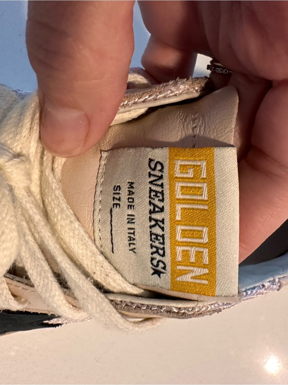Golden Goose Beige Canvas Sneakers with Black Star - Picture 3 of 5